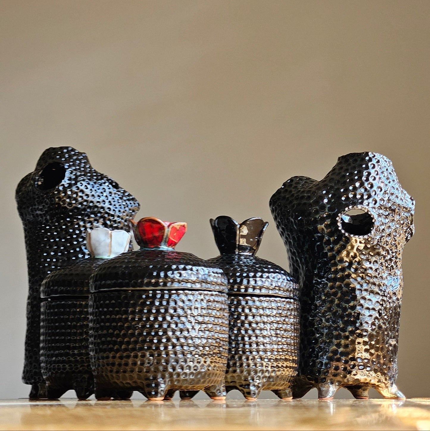 Black ceramic vase
