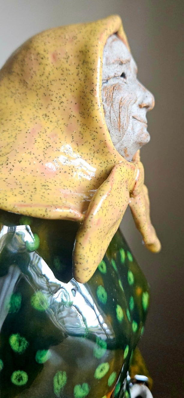 Handmade Ceramic Angel - Grandmother with Handbag