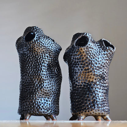 Black ceramic vase