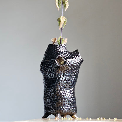 Black ceramic vase