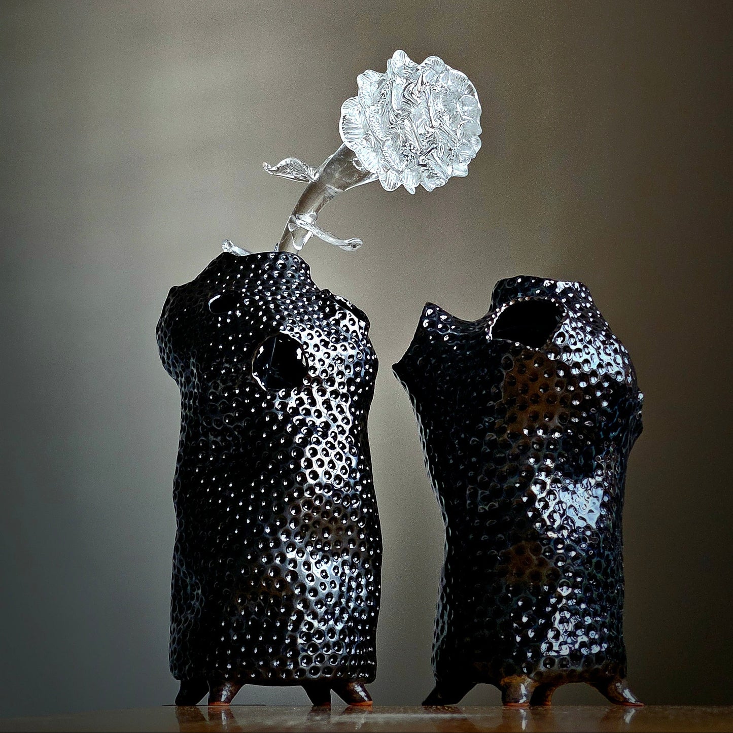 Black ceramic vase