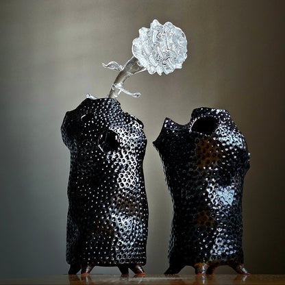 Black ceramic vase