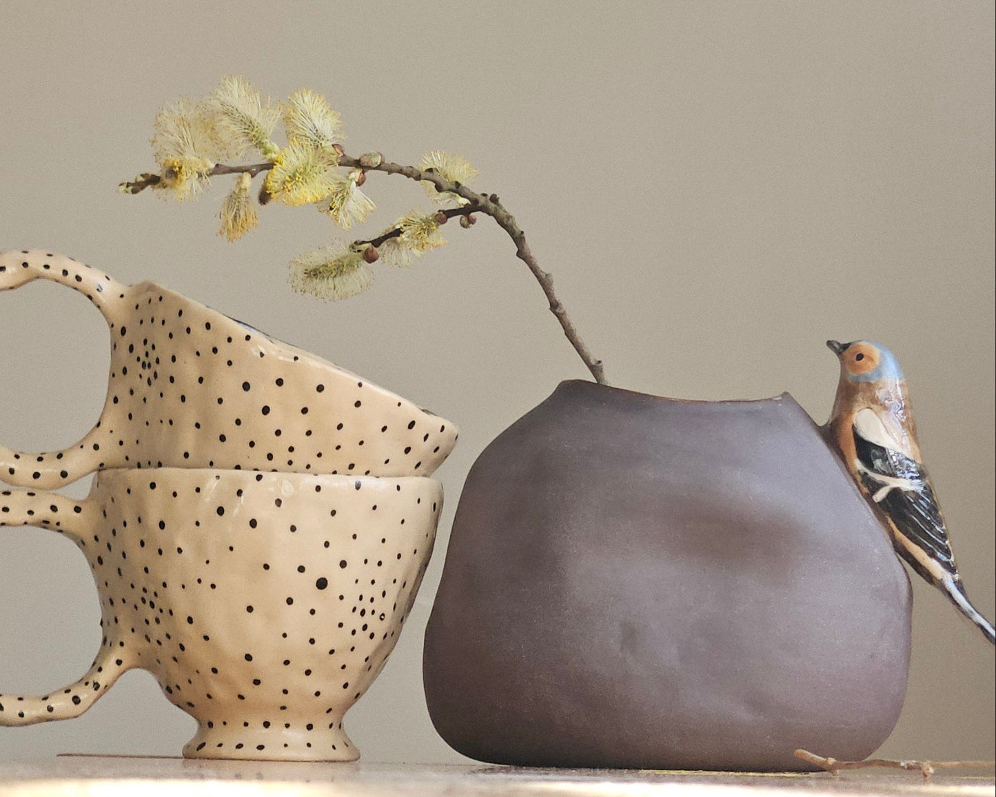 Vase with bird