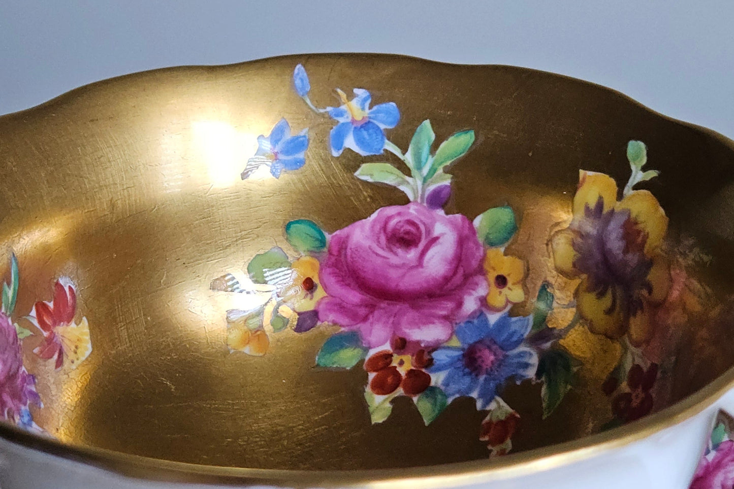 Antique Radfords Fenton Gold And Floral Teacup And Saucer||8548