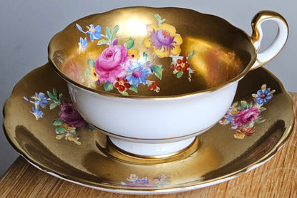 Antique Radfords Fenton Gold And Floral Teacup And Saucer||8548