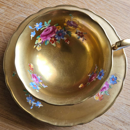 Antique Radfords Fenton Gold And Floral Teacup And Saucer||8548