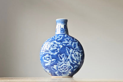 Vintage Chinese Vase|Blue White Floral