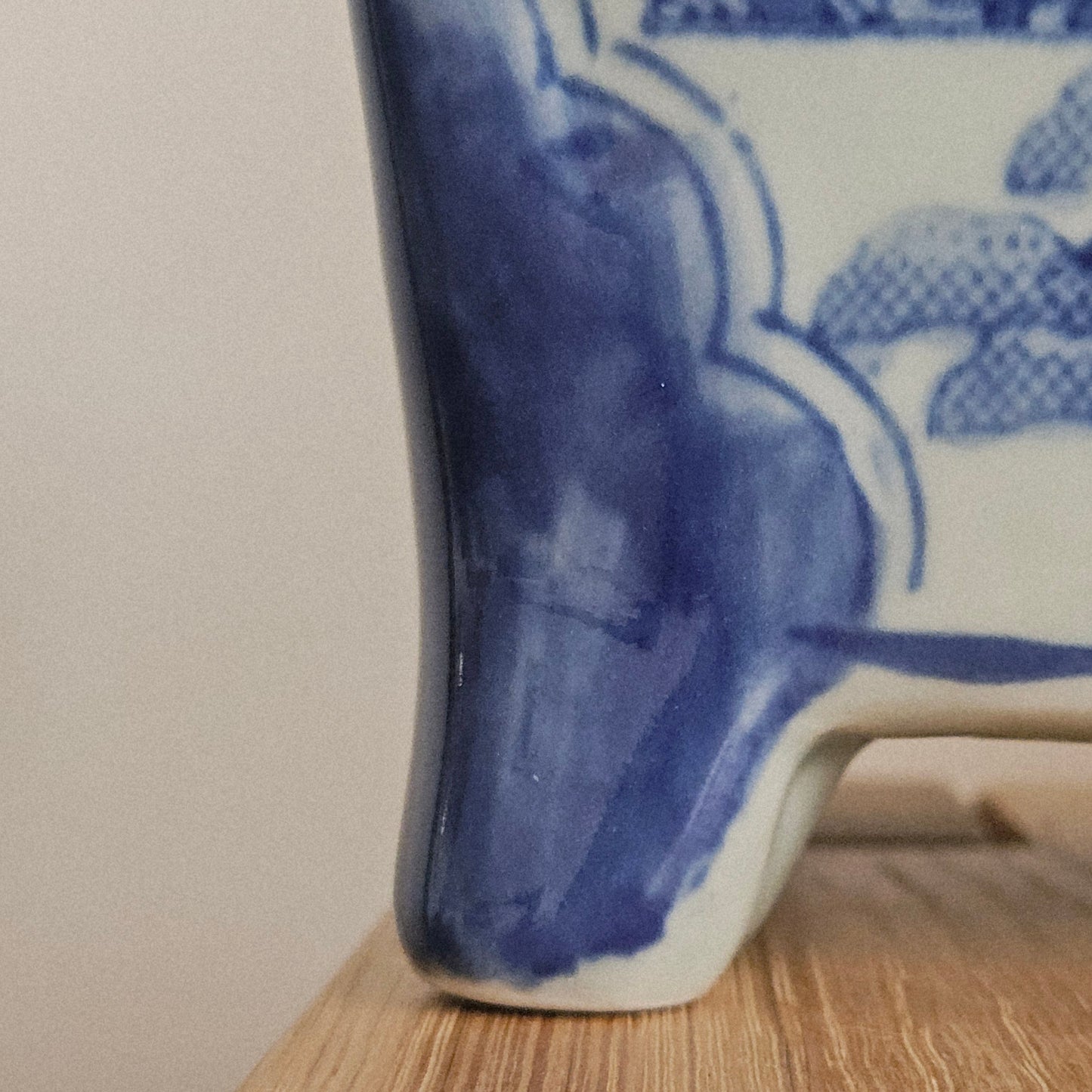 Vintage Chinese Hand Painted Blue and White Planter Set Signet to Base