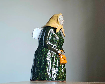 Handmade Ceramic Angel - Grandmother with Handbag