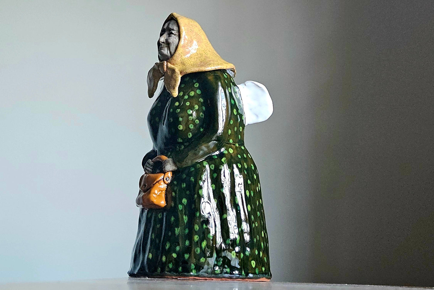 Handmade Ceramic Angel - Grandmother with Handbag