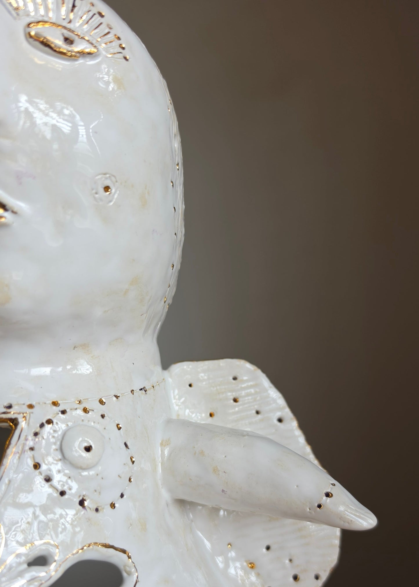 Unique Handcrafted Porcelain Sculpture by Aldona Visinskiene|Signed Original Artwork|White - Gold Ceramic Sculpture
