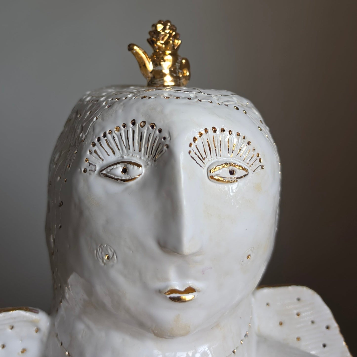 Unique Handcrafted Porcelain Sculpture by Aldona Visinskiene|Signed Original Artwork|White - Gold Ceramic Sculpture