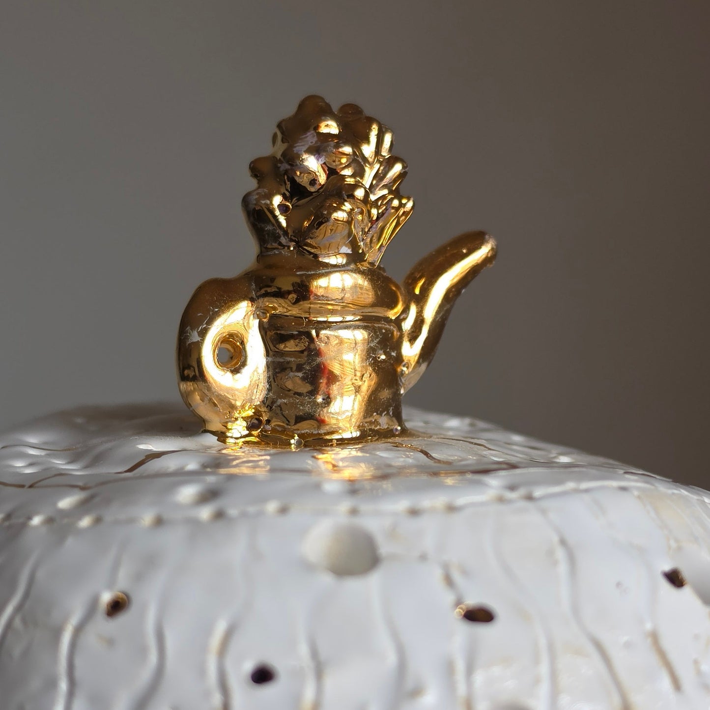 Unique Handcrafted Porcelain Sculpture by Aldona Visinskiene|Signed Original Artwork|White - Gold Ceramic Sculpture